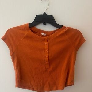 Garage orange Cropped Button-Up Top